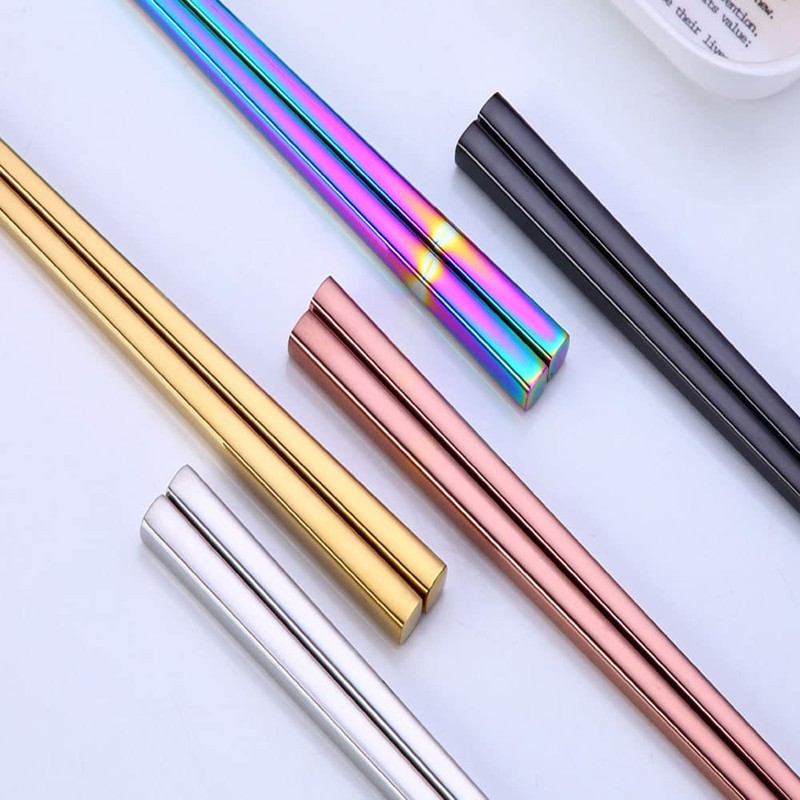 Stainless Steel Chopsticks,Reusable ,Dishwasher Safe , Easy to Use（5 PCS,golden）