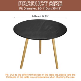 sourcing map 48-inch Round Fitted Tablecloth with Elastic Edge, Round PVC Table Cloth Waterproof Stretchable Vinyl Tables Cover Fit 35"-43" Diameter for Picnic Camping Outdoor, Black