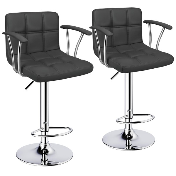 ERGOSEAT Bar Stools Set of 2,Armrest Adjustable Swivel Barstools with