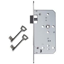 FELGNER Door Mortice Lock Deadlock for Wooden Room Doors | Lock Box Made of Galvanised Sheet Metal + Stainless Steel Strike Plate + Plastic Latch | Backset 55 mm - DIN Left and Right - 2 Keys