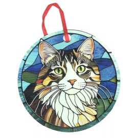 Gulf Coast Laser Graphics Tabby Cat 1 Blue Background Holographic Ornament