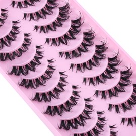 3D False Eyelashes, Natural Eyelashes, Pure Handmade Natural Look, Fluffy Artificial Eyelashes, Multipack Strip Lashes, 10 Pairs (W5A)