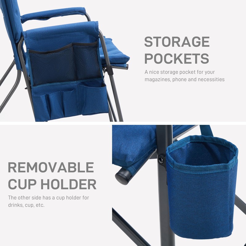 EVER ADVANCED Lightweight Folding Rocking Camping Chair, Padded Portable Rocker