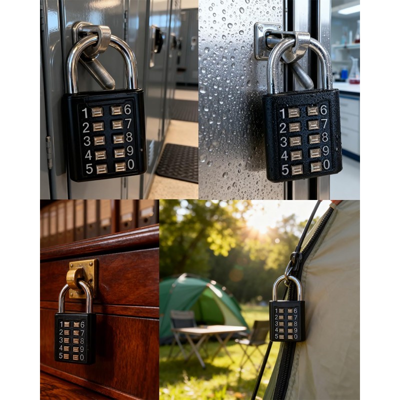 ZENG 10-Button Combination Padlock – Pre-Set 5-Digit Unchangeable Code, Hardened