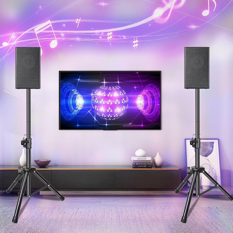 GZGDLJQ Heavy Duty Speaker Stands Pair LED Multi Colors, DJ
