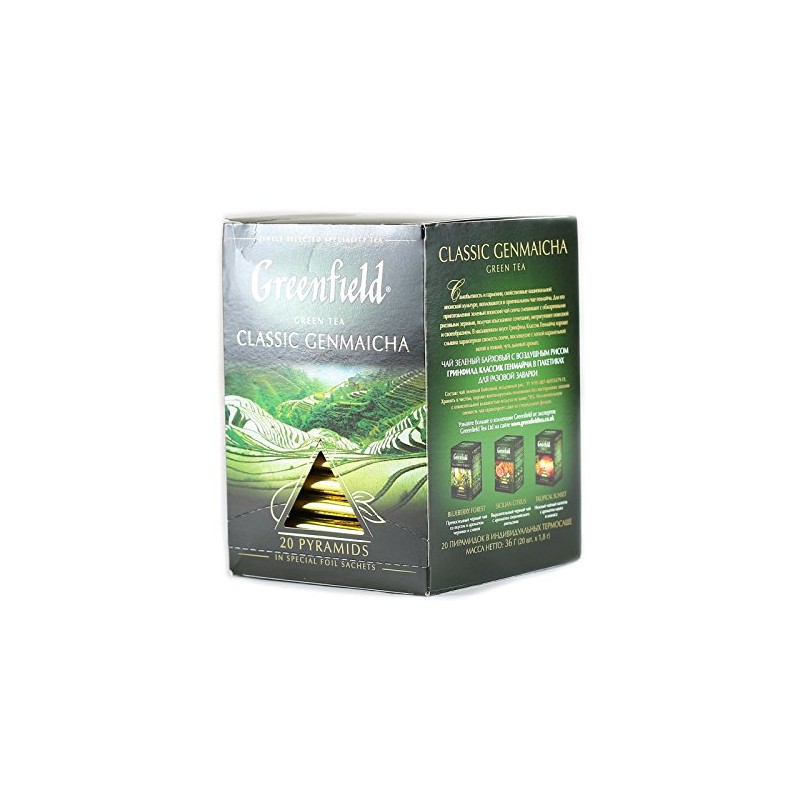 Greenfield Classic Genmaicha Pyramid Collection 20 Pyramids In Special Foil