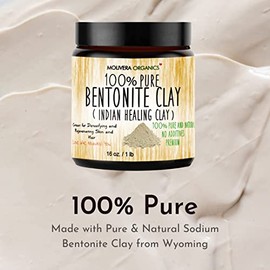 Molivera Organics Bentonite Clay for Detoxifying and Rejuvenating Skin and Hair, 16 oz. by Molivera Organics