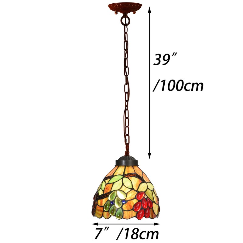 Bieye L10761 Grape Tiffany Style Stained Glass Ceiling Pendant Light