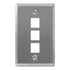 ICC 3-Port Keystone Wall Plate (1 Pack), UL Listed, Stainless Steel, Single Gang Wall Plate for RJ45 Modular Jack and Inserts, Brushed Finish