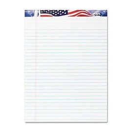 TOPS American Pride Writing Tablet, 8-1/2 x 11-3/4 Inches, Perforated, White, Legal/Wide Rule, 50 Sheets per Pad, 3 Pads per Pack (75113)