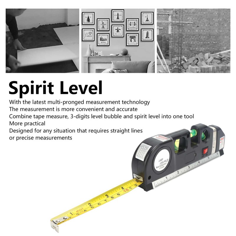 Laser Spirit Level Multifunctional Horizontal Ruler Measuring Tape Measure Ruler