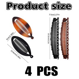 4 Stück Banana Clip Dickes Haar,Banana Hair Clip,Bananenspange Dünnes Haar,Bananen Haarspangen Damen,Haarbananenspange,Haarklammer,Vintage Style,Fischschwanz Haar Accessoire Für Frauen Mädchen
