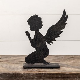 Ragon House 11.5" Kneeling Praying Angel Silhouette Metal Christmas Figure