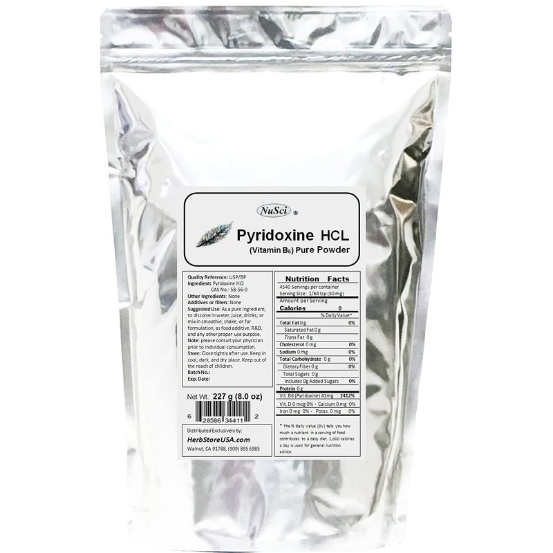 NuSci Pyridoxine HCl Vitamin B6 Pure Powder 8.0 oz (227