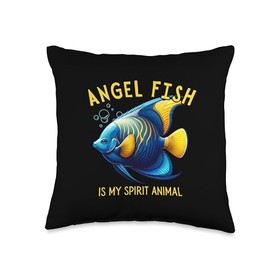 Angel Fish is my Spirit Animal, Vibrant Fish Lover Fun Throw Pillow