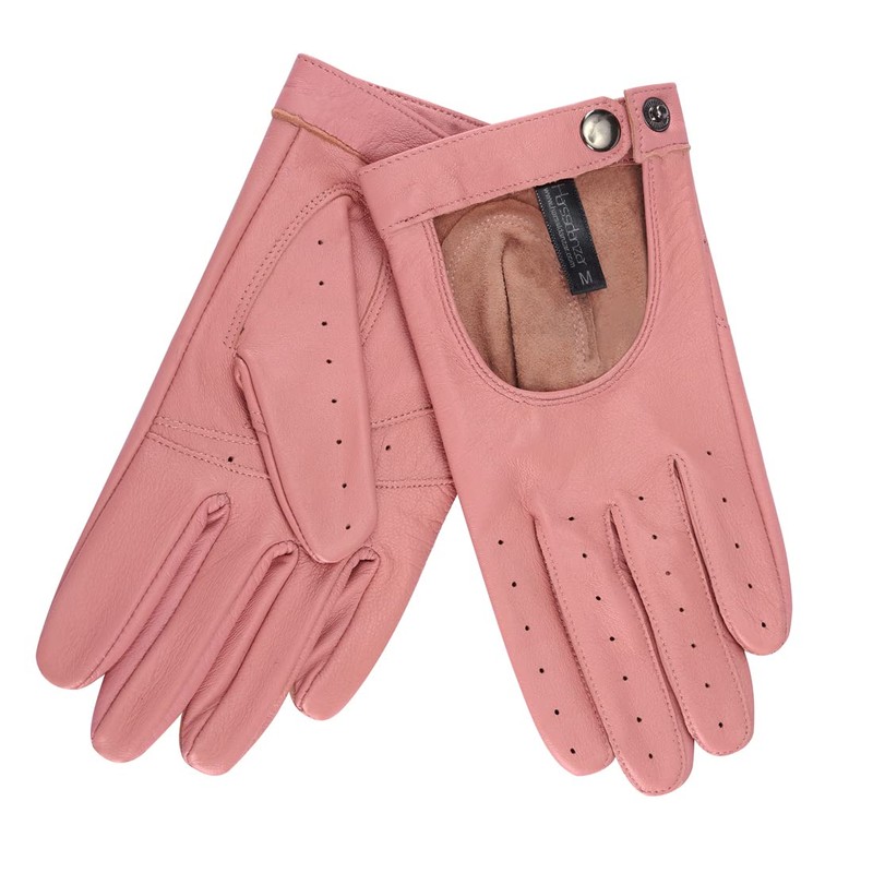 [Harssidanzar] Women's Genuine Leather Driving Gloves, Shearling Driving Ladies Touch