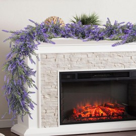 2 Pack Spring Garland, 5.9Ft Purple Flowers Artificial,Plastics Lavender Flowers,Indoor Outdoor Home Spring Decorations for Home,Flower Garland for Wedding Arch,Front Porch Decor