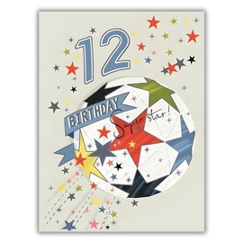 Boys 12th Birthday Card - Age 12 - Football Superstar - Contemporary Design - Eco-Friendly & Recyclable