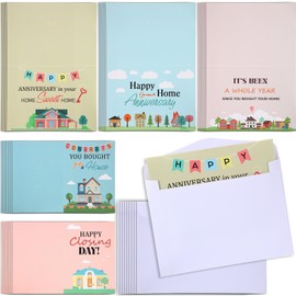 Motiskyy 50 Set Happy Home Anniversary Greeting Cards Bulk House Anniversary Card for Real Estate with Slot Closing Gifts with Envelopes for Home Buyers Housewarming Gifts (Classic)