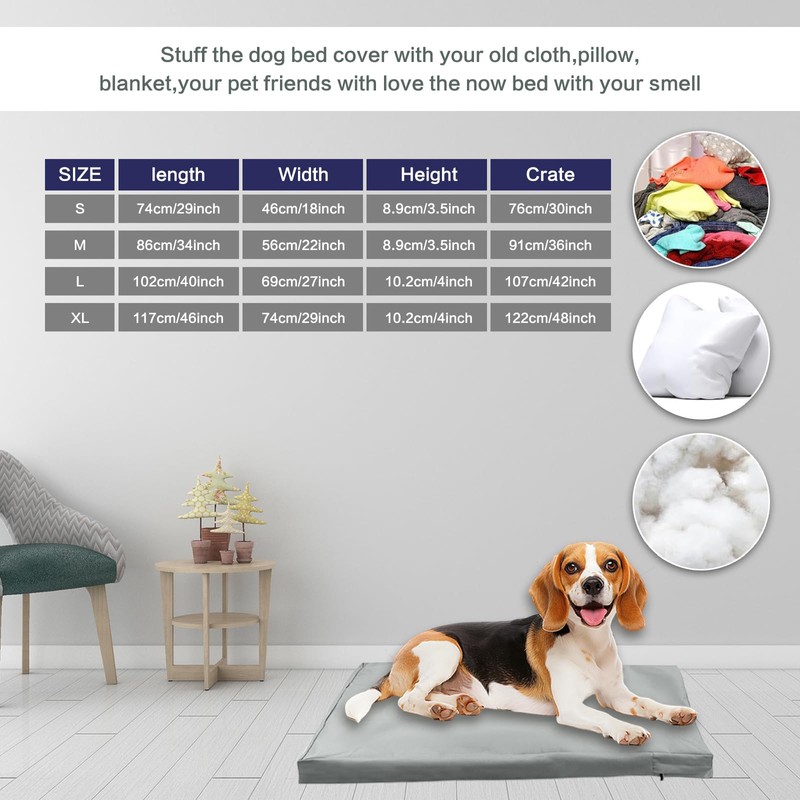 Waterproof Dog Bed Cover with Zipper, Washable Pet Hair Easy