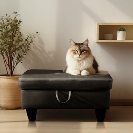 WRTEYEUI Ottoman Rectangular Storage Ottoman Bench, Faux Leather Footrest, Coffee Table, Stool Footstool with Hinged Lid for Living Room, Bedroom, Entryway, Black, 28.5"x19"x17.5"