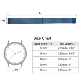sourcing map Edelstahl-Mesh-Uhrenarmband 18mm Schnellwechsel-Verstellbares Armband mit magnetischem Verschluss für Männer und Frauen, Blau.