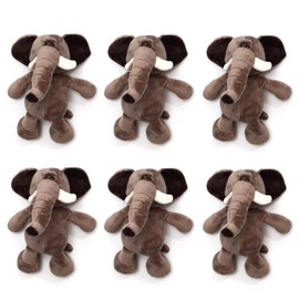6 Pcs Safari Stuffed Animals Bulk Lion Elephant Monkey Tiger Toy Plush Zoo Animals Junble for Boy Girl Gift Animal Themed Parties Baby Shower Favor(Elephant)