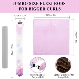 obeoby 3 Pack No Heat Curling Rod with 1 Scarf, Velvet Hair Curlers to Sleep in Overnight Curls with Hook Blowout Rods Headband with Silk Scarf Curl Styling Kit for Long Medium Hair