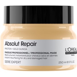 L'Oreal Professionnel Absolut Repair Golden Mask | Mascarilla dorada reparadora | Repara el daño y proporciona brillo al cabello | Con tecnología de quinoa dorada y proteínas | Para cabello grueso y dañado | 250ml