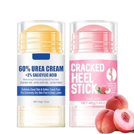 Urea Cream 60 Percent for Feet + Peach Foot Cream, Hydrating and Anti-Cracking Foot Cream,Urea Foot & Hand Cream for Cracked Heels and Dry Skin