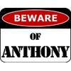 PCSCP Lustiges Schild "Beware Of Anthony", laminiert, 29,2 x 22,9