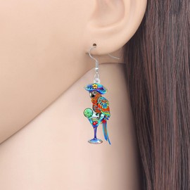 DUOWEI Cute Acrylic Parrot Earrings Macaws Dangle Jewelry for Women Summer Spring Vacation Gifts (Hawaii K)