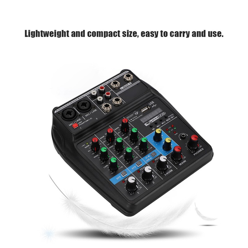 Mini USB Bluetooth Sound Card 4-channel Mixer for Household Stage