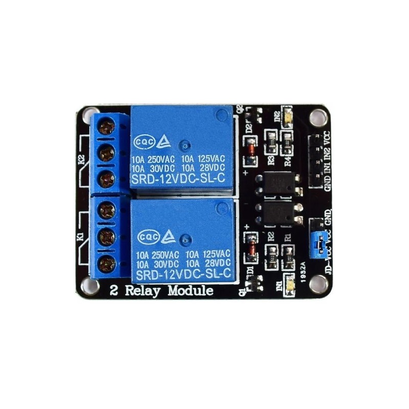 MODULO RELEVADOR DE 2 CANALES A 5V 10A LOW LEVEL