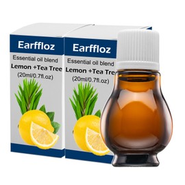 Earffloz 2 Packs Odor Eliminating Essential Oil Set (Lemon + Tea Tree, 0.7 fl.oz), Refills for Earffloz Wall Plug Oil Diffuser & Natural Air Freshener (2x20ml Essential Oil, 2 Wicks)