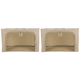 Periea Oxford Cloth Steel Frame Storage Boxes - Under-Bed or in Closet - Pack of 2 Small Organizers (Tan)