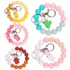 Phamines Silicone Beaded Wristlet Keychains with Charms, Rabbit Duck Dinosaur