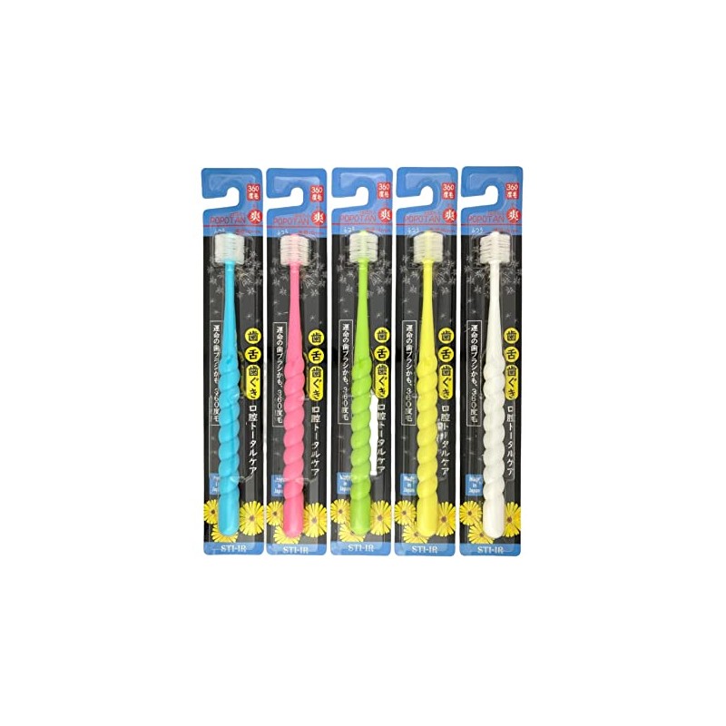 Steer Popotan 360° Bristle Toothbrush, 12 Piece Set, Assorted Colors,
