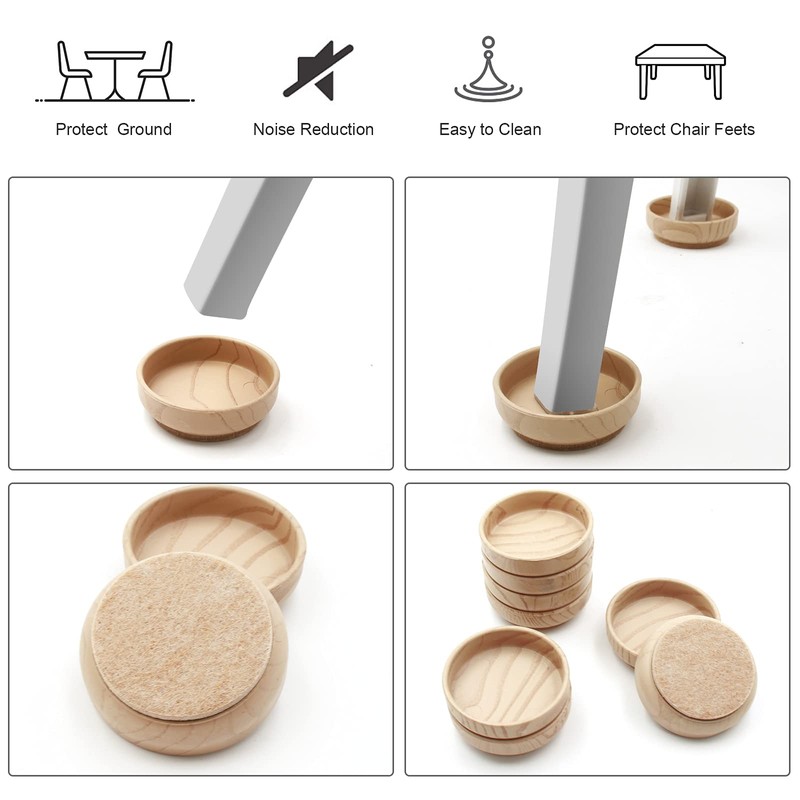 Felt Floor Cups 60mm/ 2.4 Inch Round Furniture Felt Castors