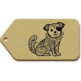 10 x Large 'Patterned Sitting Dog' Wooden Gift Tags (TG00129746)