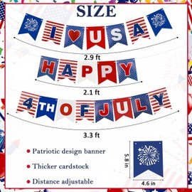 Vovii Fourth of July Banner for Outside USA Decorations, Party In The USA Patriotic Banner for Independence Day Decor Party Supplies (Need DIY)