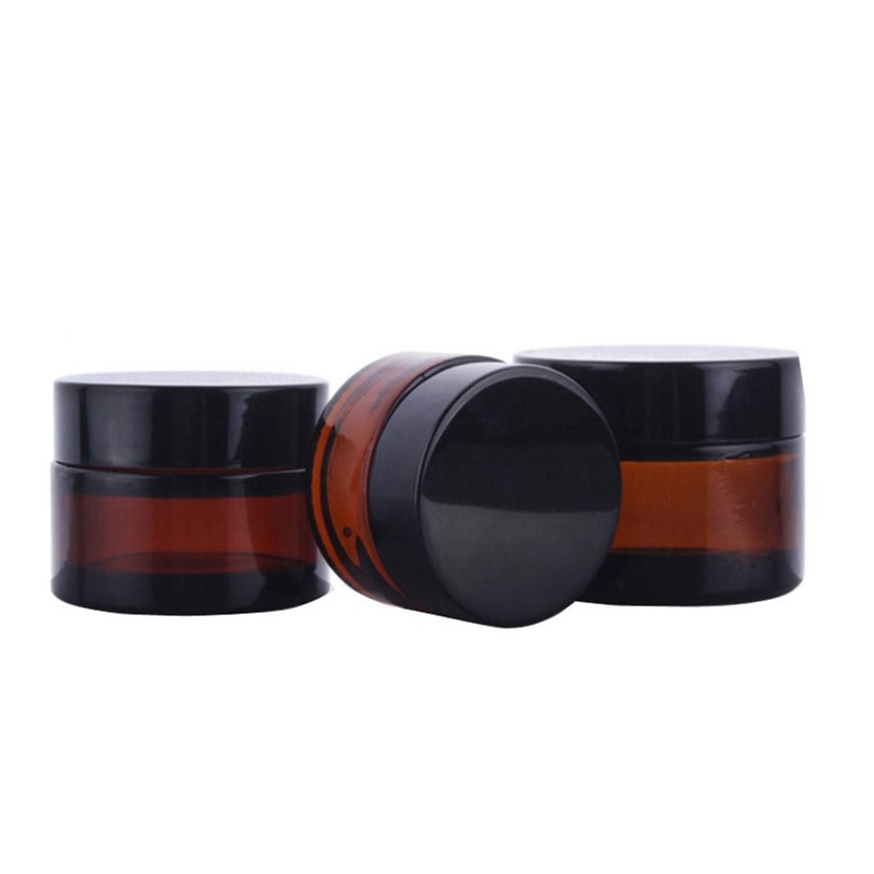 2Pack 10ml /0.33 oz Amber Round Glass Jars Empty Cosmetic
