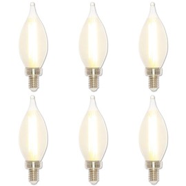 Westinghouse 5275020 4.5 Watt (60 Watt Equivalent) Glowescent C11 Dimmable Clear Spun-Satin LED Light Bulb, Candelabra Base, 6 Pack