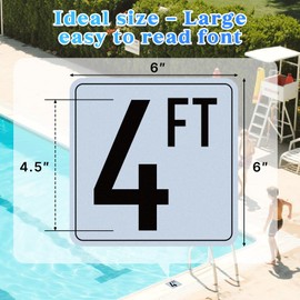 OCQOTAT 4FT Pool Depth Markers, 6x6 Inch Professional Grade Vinyl Stickers