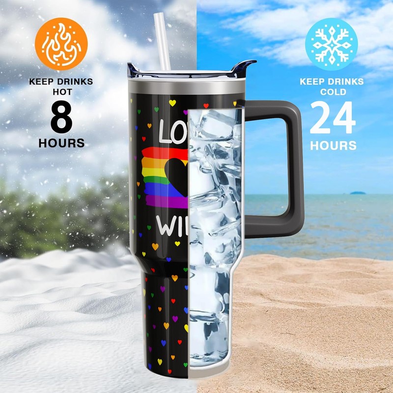 Sabobo Pride Rainbow Love Wins 40oz Tumblers with Handle and