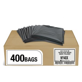 Aluf Plastics 33 Gallon 1.7 MIL Black Heavy Duty Garbage Trash Bags - 33" x 39" - Pack of 400 - For Contractor, Industrial, Institutional, & Commercial
