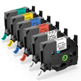 Label Maker Tape Colored Refill Compatible with Brother P-Touch Label Tape TZe 12mm 0.47 Ribbon Laminated TZ Colored Refills TZe-231 for PT-D210 D220 H110 D410 P710BT H111 1070 1880, 6-Pack