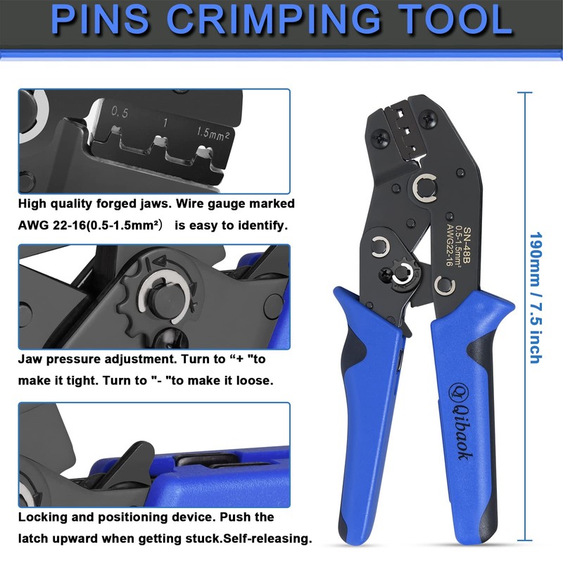 Wire Terminal Crimping Tool Kit, Qibaok Ratcheting Wire Crimper AWG