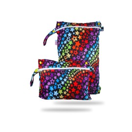 Petit Lulu Waterproof double size nappy bag, wet bag organiser bag, nappy bag, wet bag for cloth nappies, wet protection bag, waterproof wet bag, changing bag (rainbow stars)