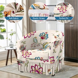 FUANGUI 2 Piece Club Chair Slipcover Stretch Barrel Chair Covers Armchair Slipcovers Soft Removable Washable Chair Covers, Living Room Chair Couch Covers Protectors